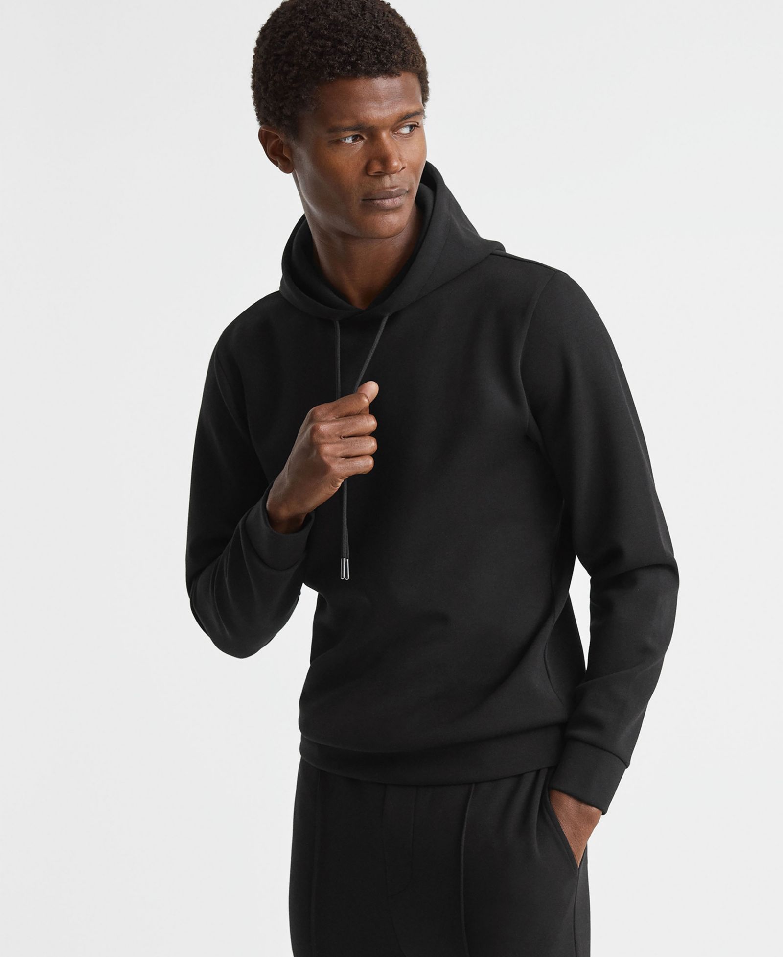 REISS Мужской Fabien Interlock Jersey Drawstring Hoodie