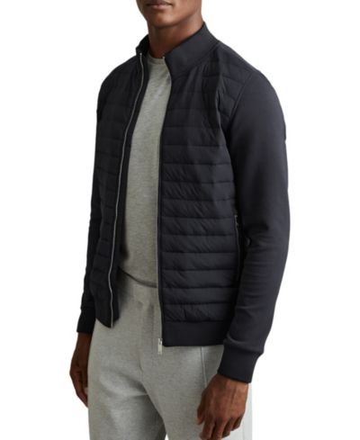 REISS Men's Freddie Hybrid Quilt and Interlock Zip Jacket