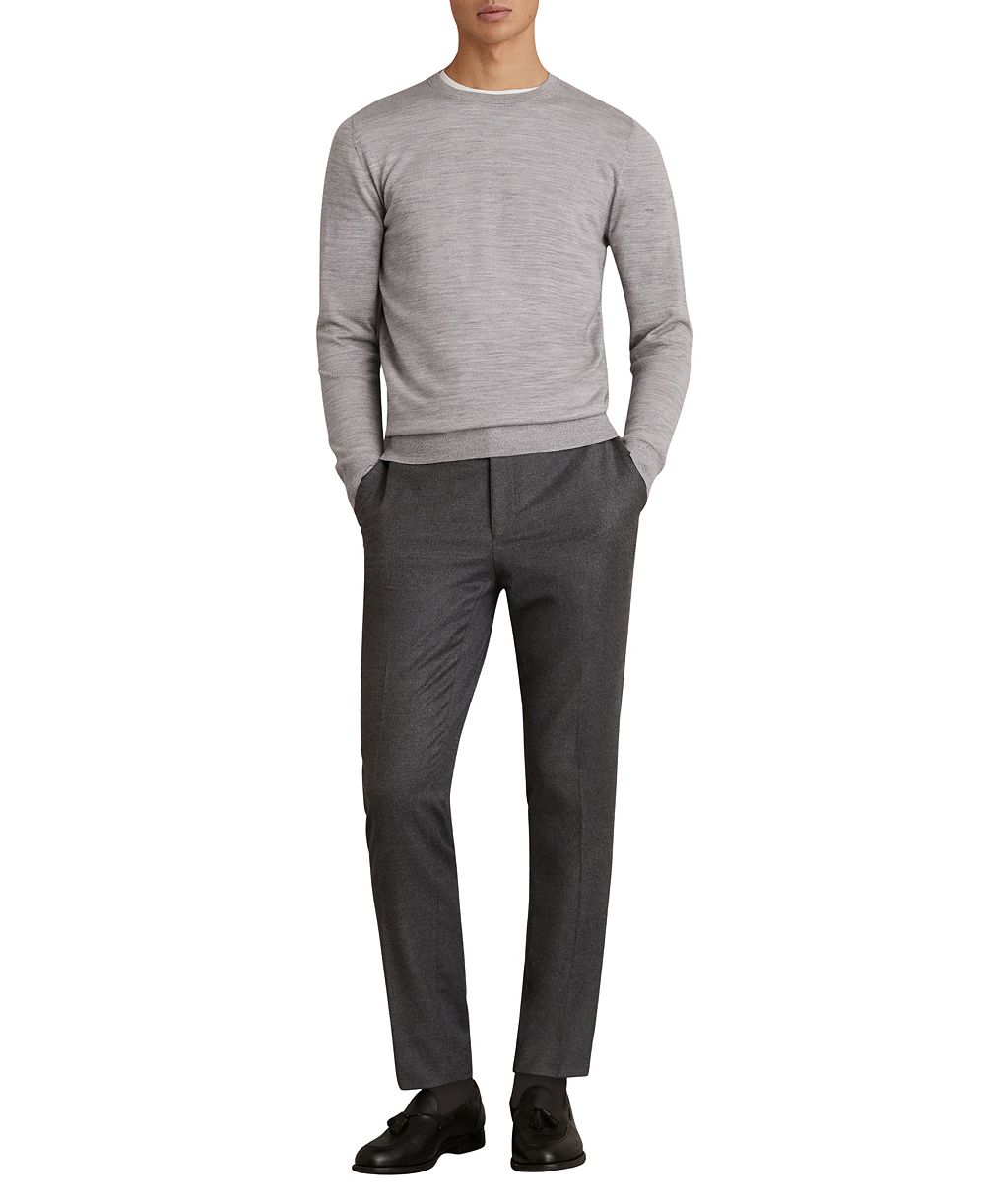REISS Men's Wessex Merino Wool Slim-Fit Crew Neck Sweater