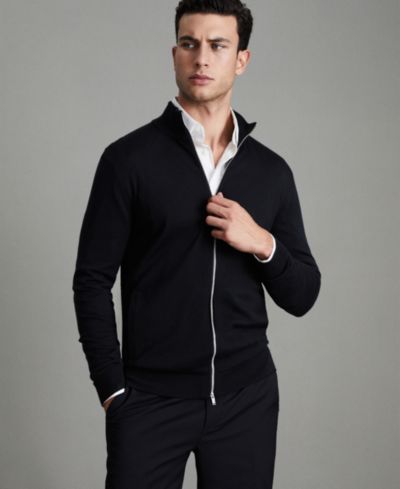 Мужской кардиган REISS Hampshire из шерсти мериноса с воротником-стойкой