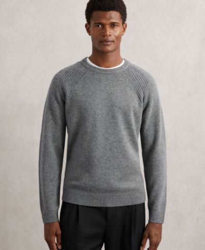 REISS Men's Foulton Wool-Cashmere Reverse-Seam Sweater