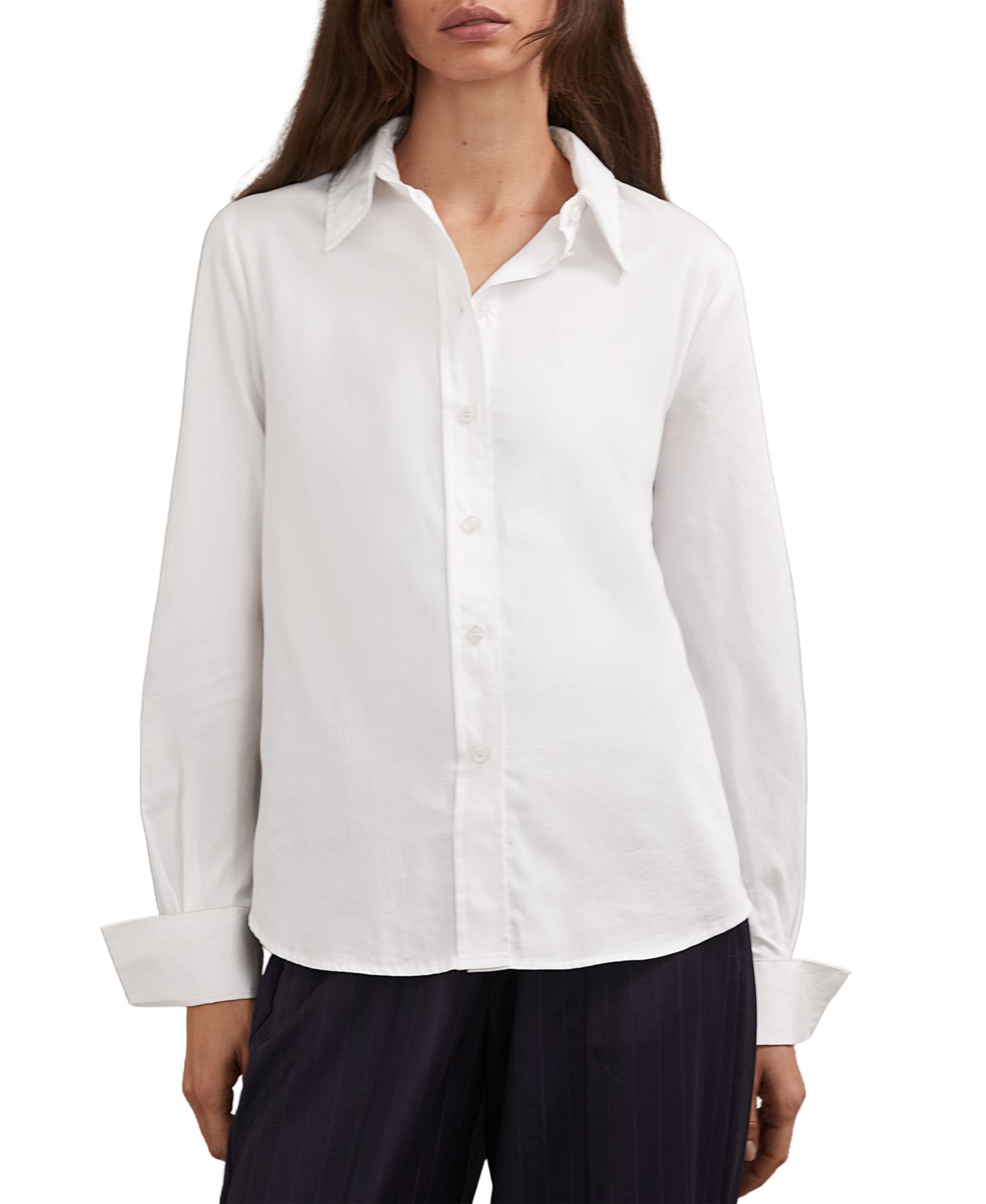 REISS Women's Lottie Cotton-Sateen Folded-Cuff Shirt
