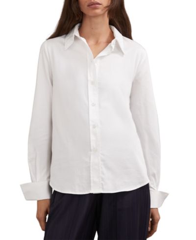Женская рубашка REISS Women's Lottie Cotton-Sateen с отложным манжетом