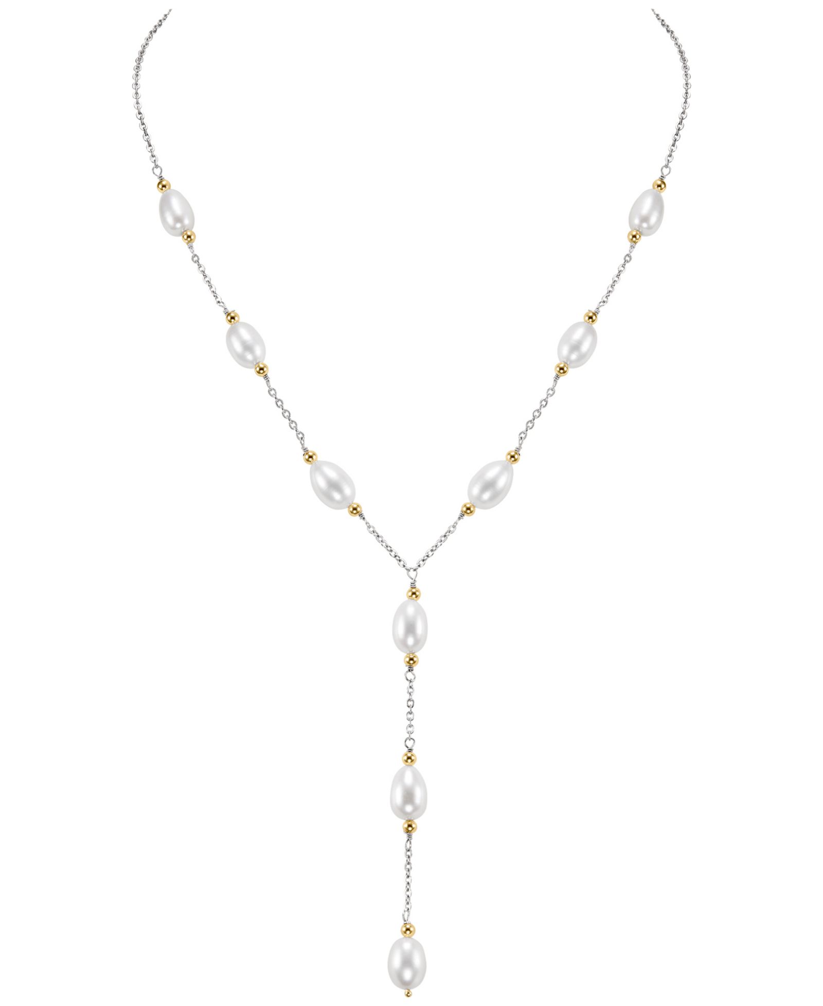 Ожерелье Macy's Freshwater Pearl (8-9mm) в 14k Yellow Gold и стерлинговом серебре