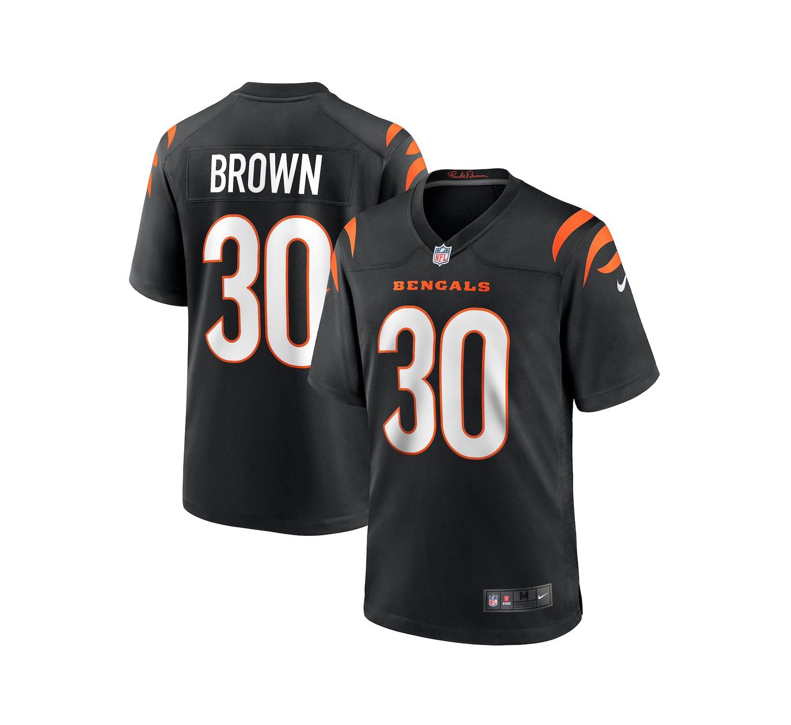 Мужская игровая джерси Nike Cincinnati Bengals, цвет Chase Brown Black