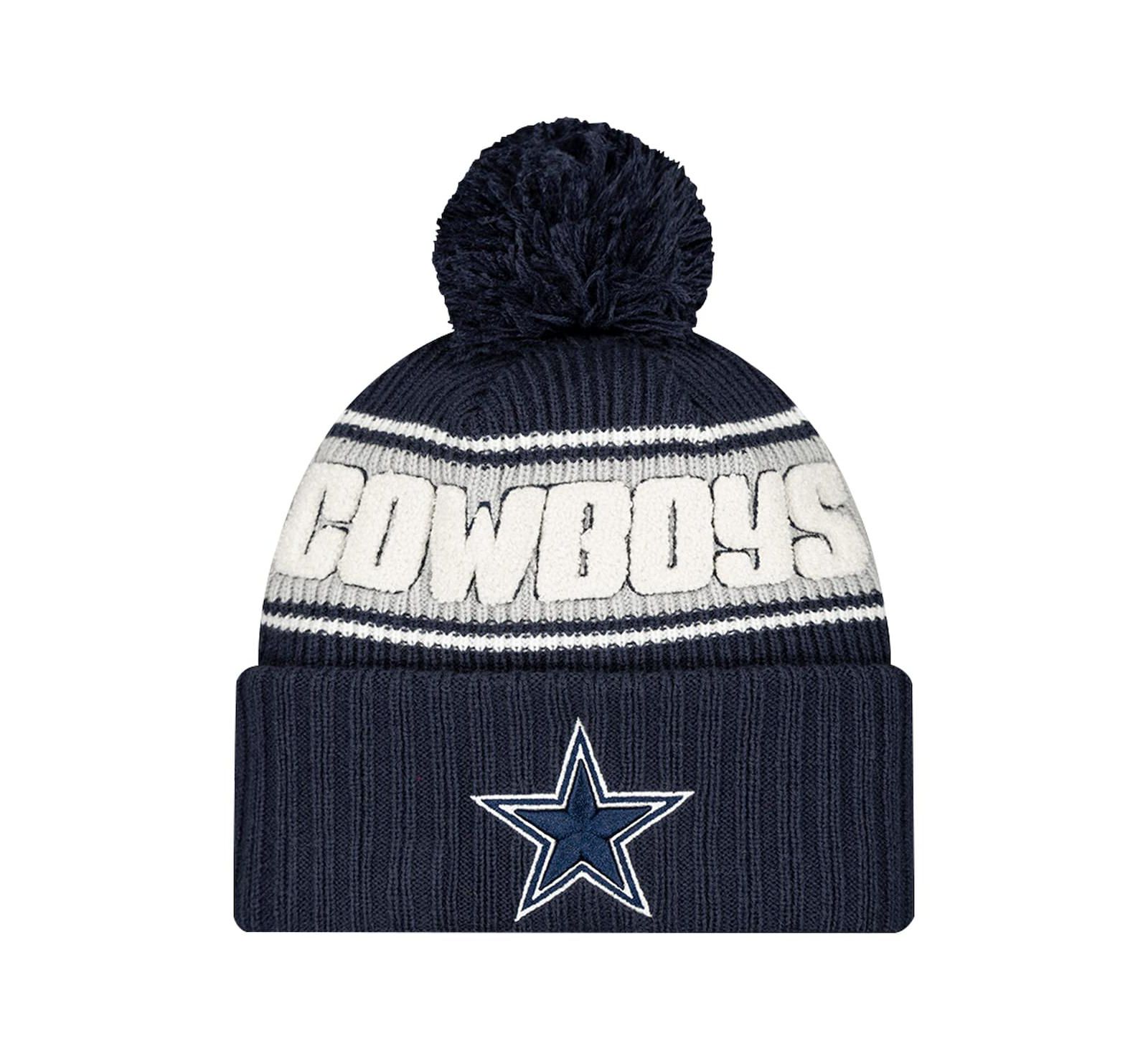 New Era вязаная шапка с помпоном Dallas Cowboys 2024/25, темно-синяя