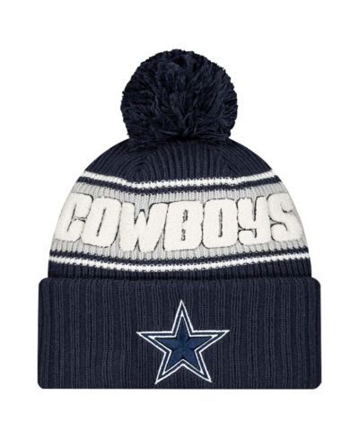 New Era Big Boys and Girls Navy Dallas Cowboys 2024/25 Sideline Cuffed Pom with Knit Hat
