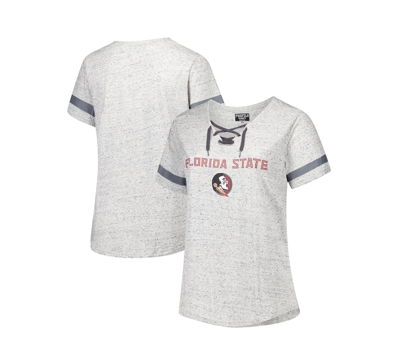 Женская футболка Fanatics Florida State Seminoles Heather Gray, Plus Size, с V-образным вырезом