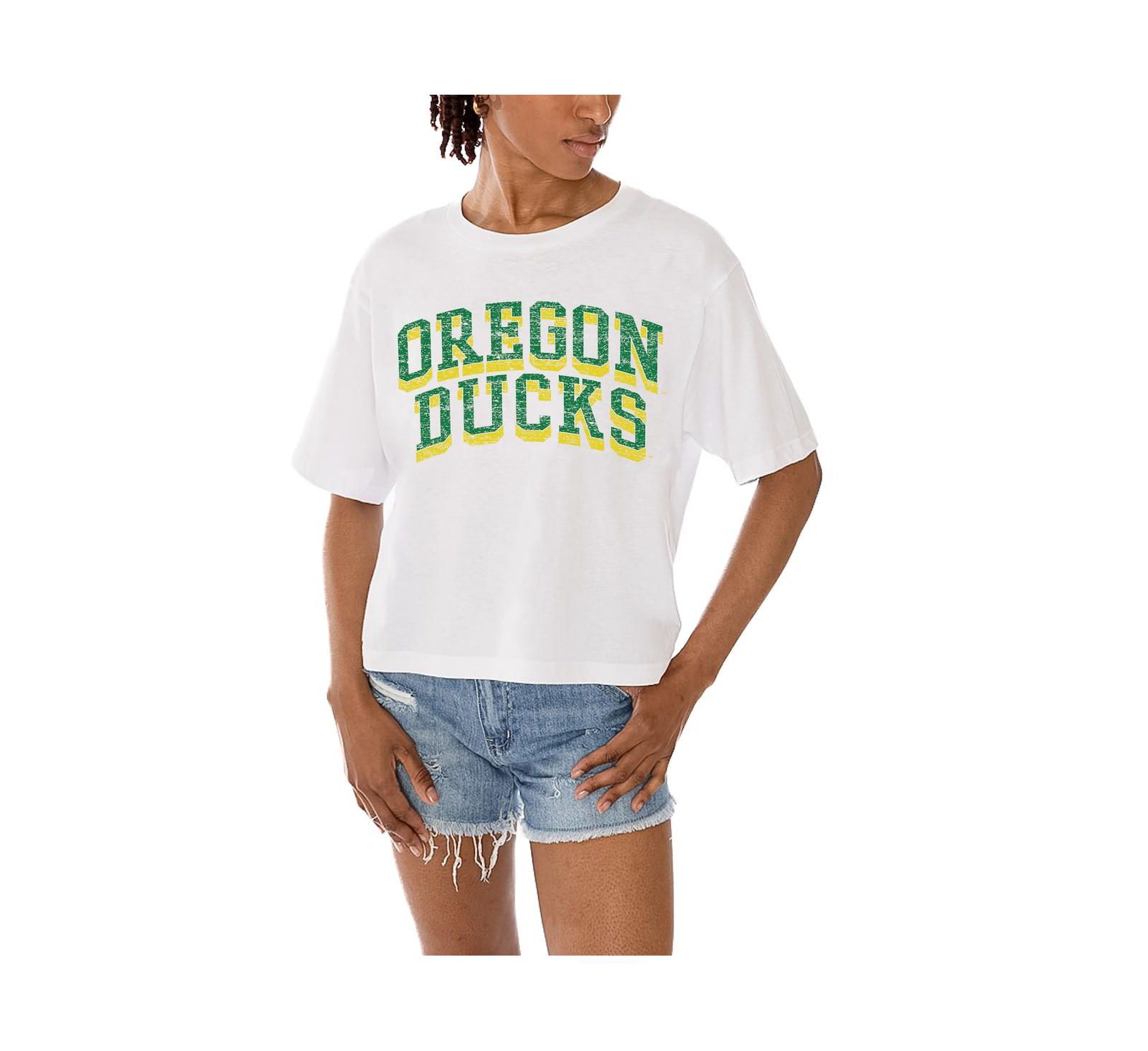 Женская укороченная футболка Gameday Couture White Oregon Ducks Claim to Fame Boxy Cropped T-Shirt