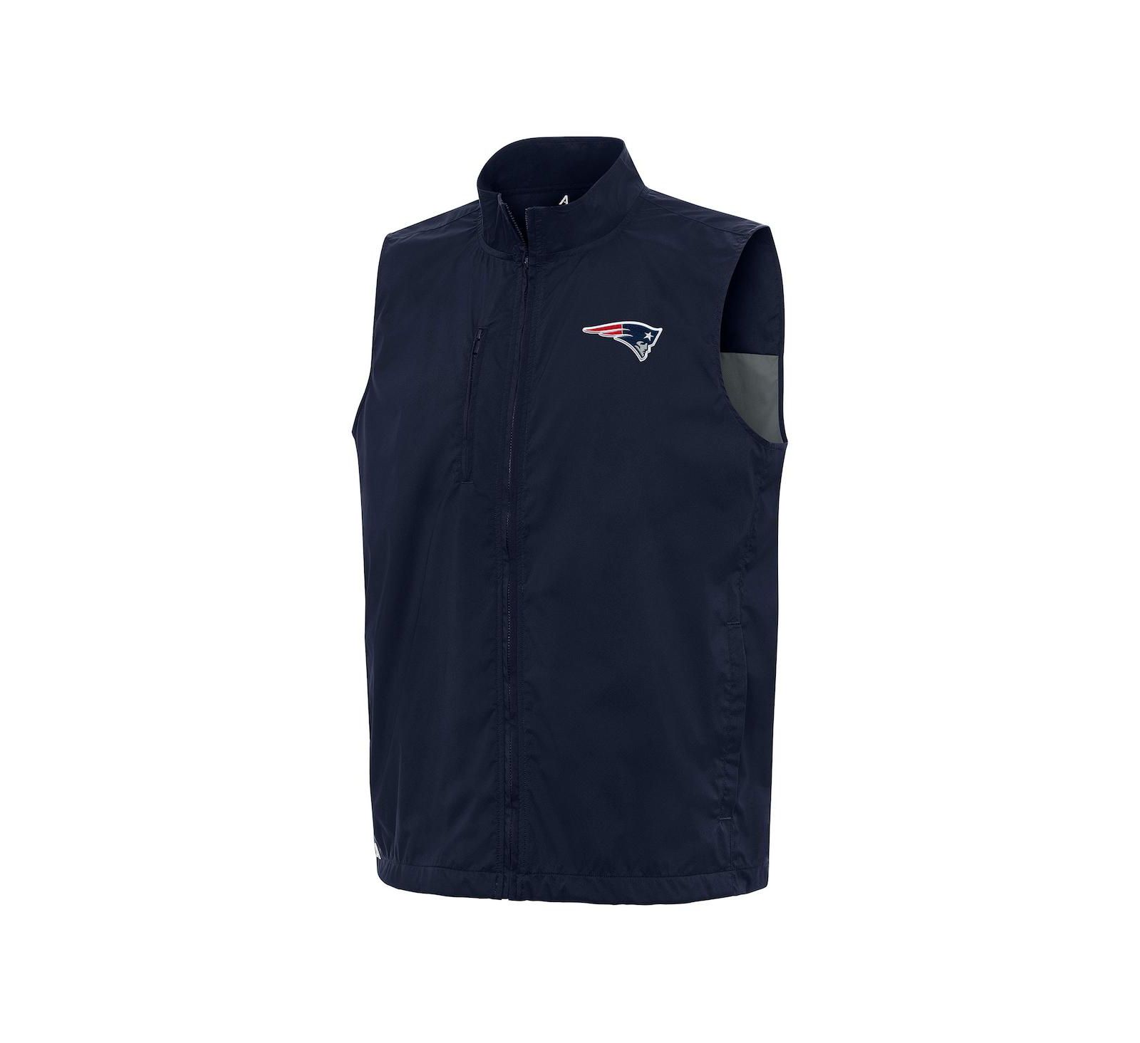 Antigua Men's Navy New England Patriots Brisk Full-Zip Vest