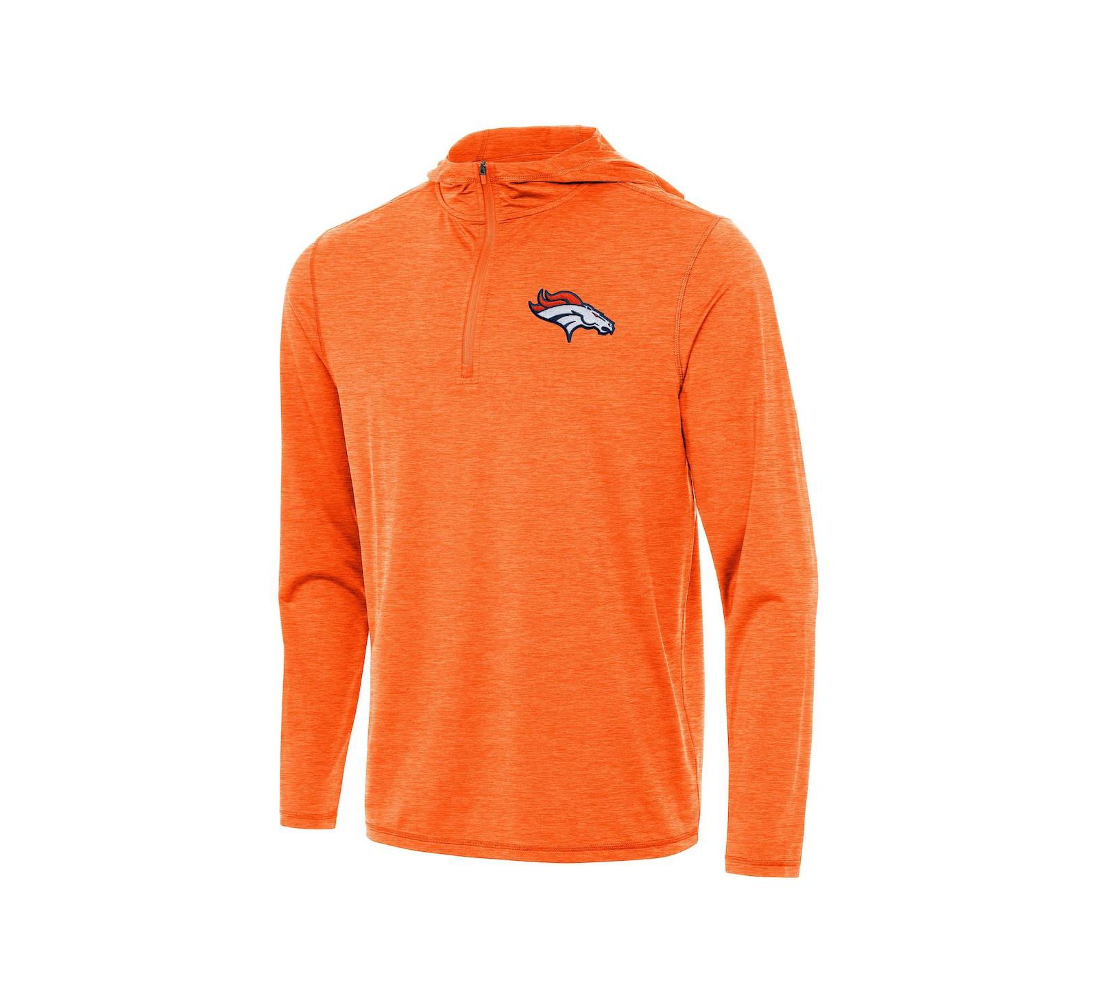Худи Antigua Men's Heather Orange Denver Broncos Tidy Quarter-Zip Pullover