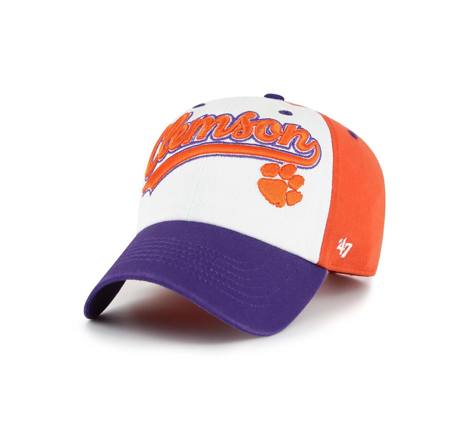 Регулируемая кепка '47 Brand Clemson Tigers Scooter Clean Up для мальчиков и девочек, белая