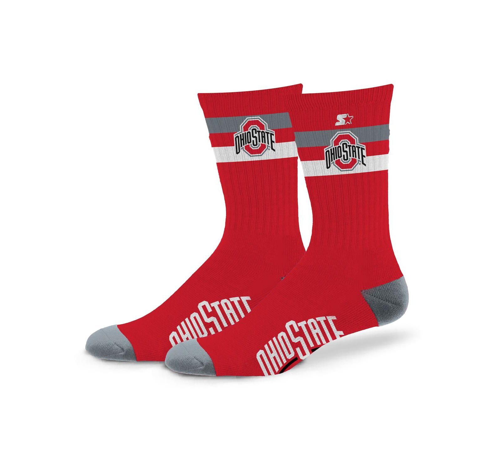 Starter Men's and Women's Ohio State Buckeyes Team Color Two-Stripe Crew Socks