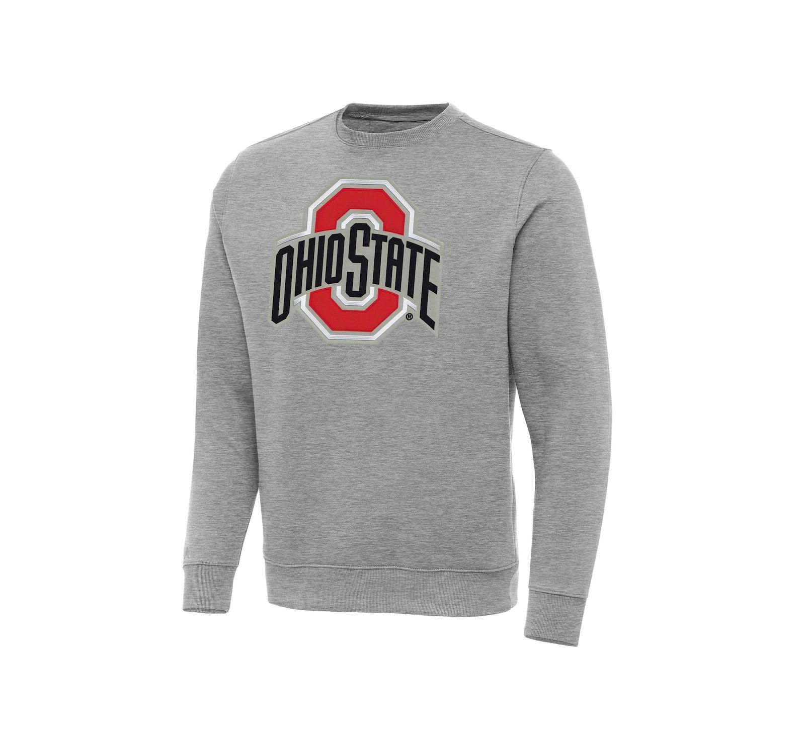 Мужской свитшот Antigua Heather Gray Ohio State Buckeyes Big & Tall Victory Crewneck Pullover