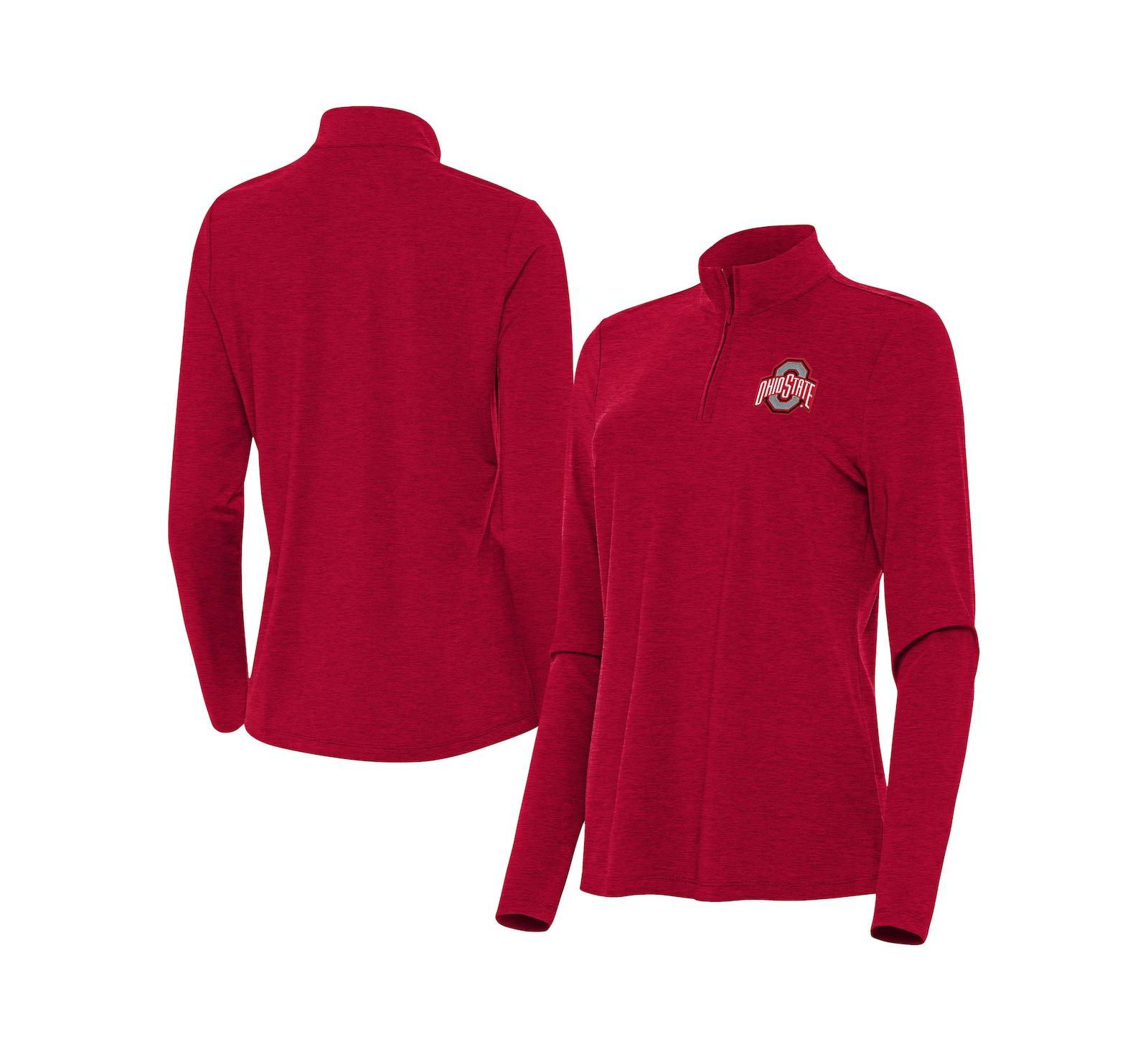 Женский топ Antigua Ohio State Buckeyes Bright Quarter-Zip, цвет Heather Scarlet