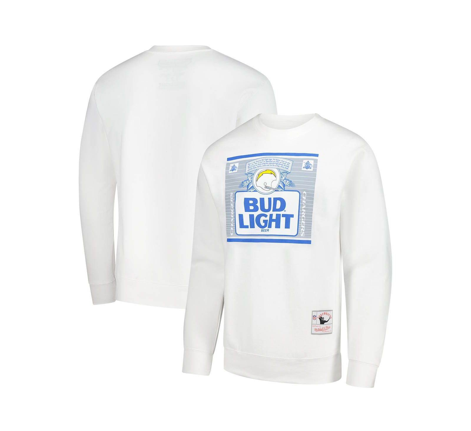 Мужской свитшот Mitchell & Ness x Bud Light Los Angeles Chargers White Crest Pullover