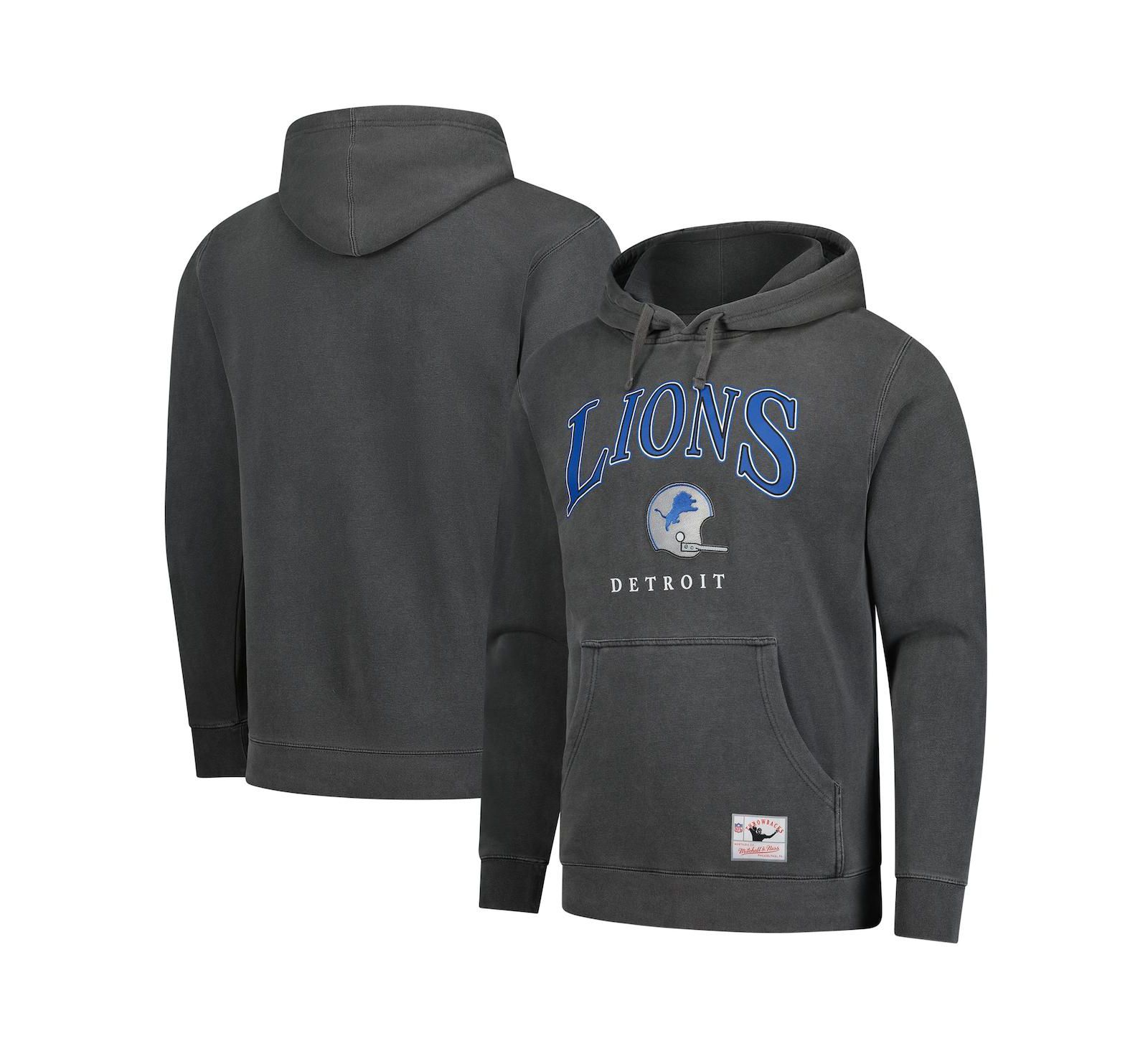 Худи Mitchell & Ness серое Detroit Lions Slot Pullover