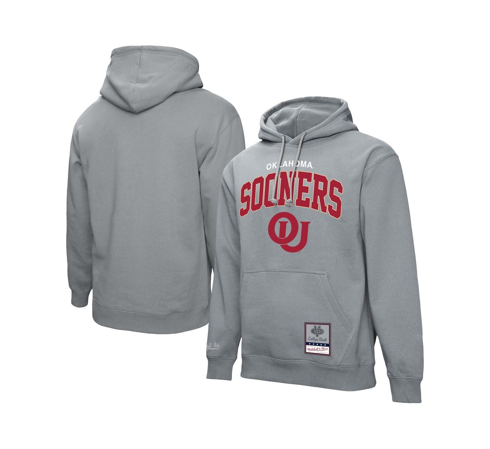 Мужское худи Mitchell & Ness Oklahoma Sooners Classic Arch Pullover, Heather Gray