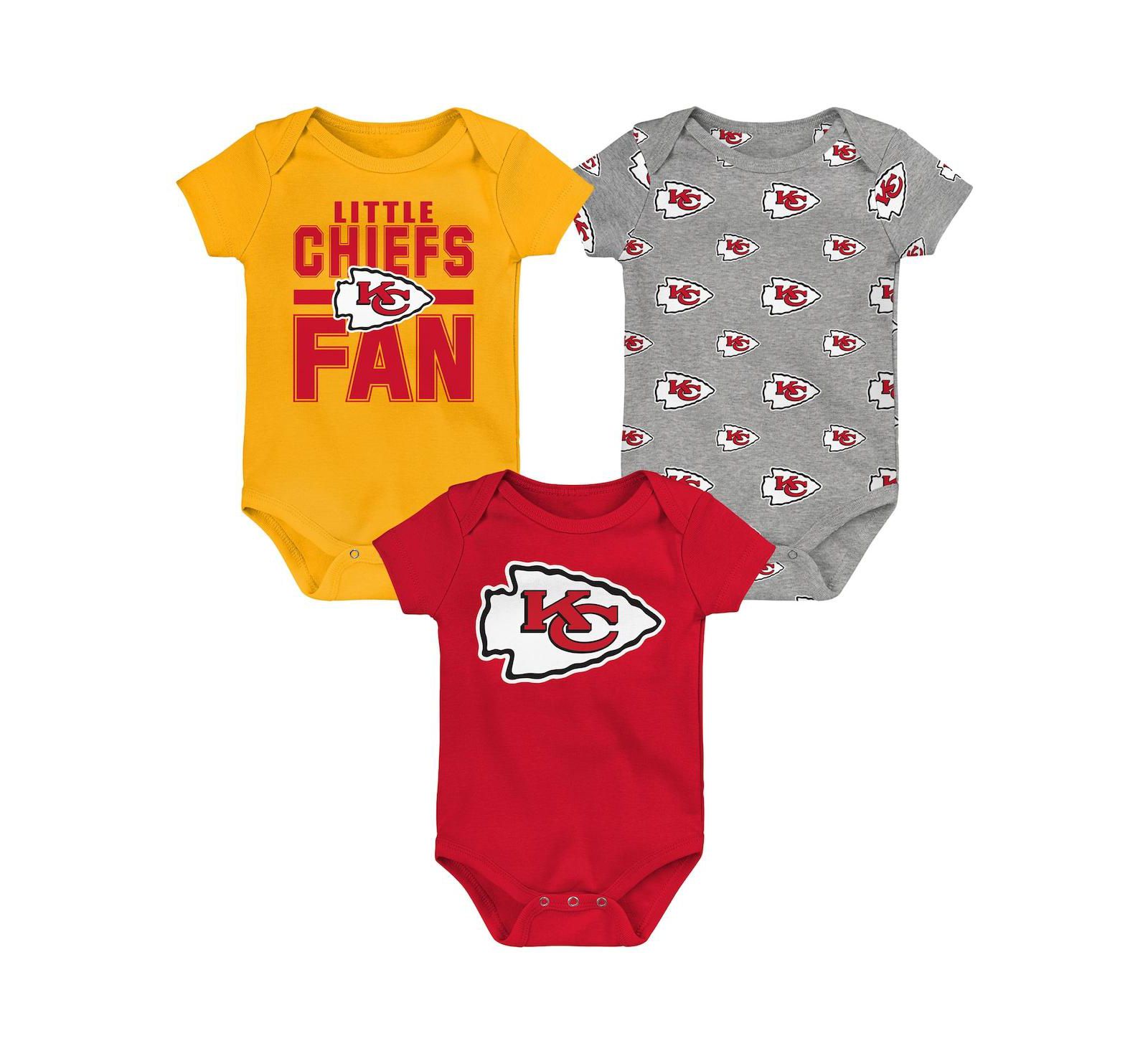 Outerstuff Newborn 3-Pack Kansas City Chiefs Little Tike Bodysuit Set