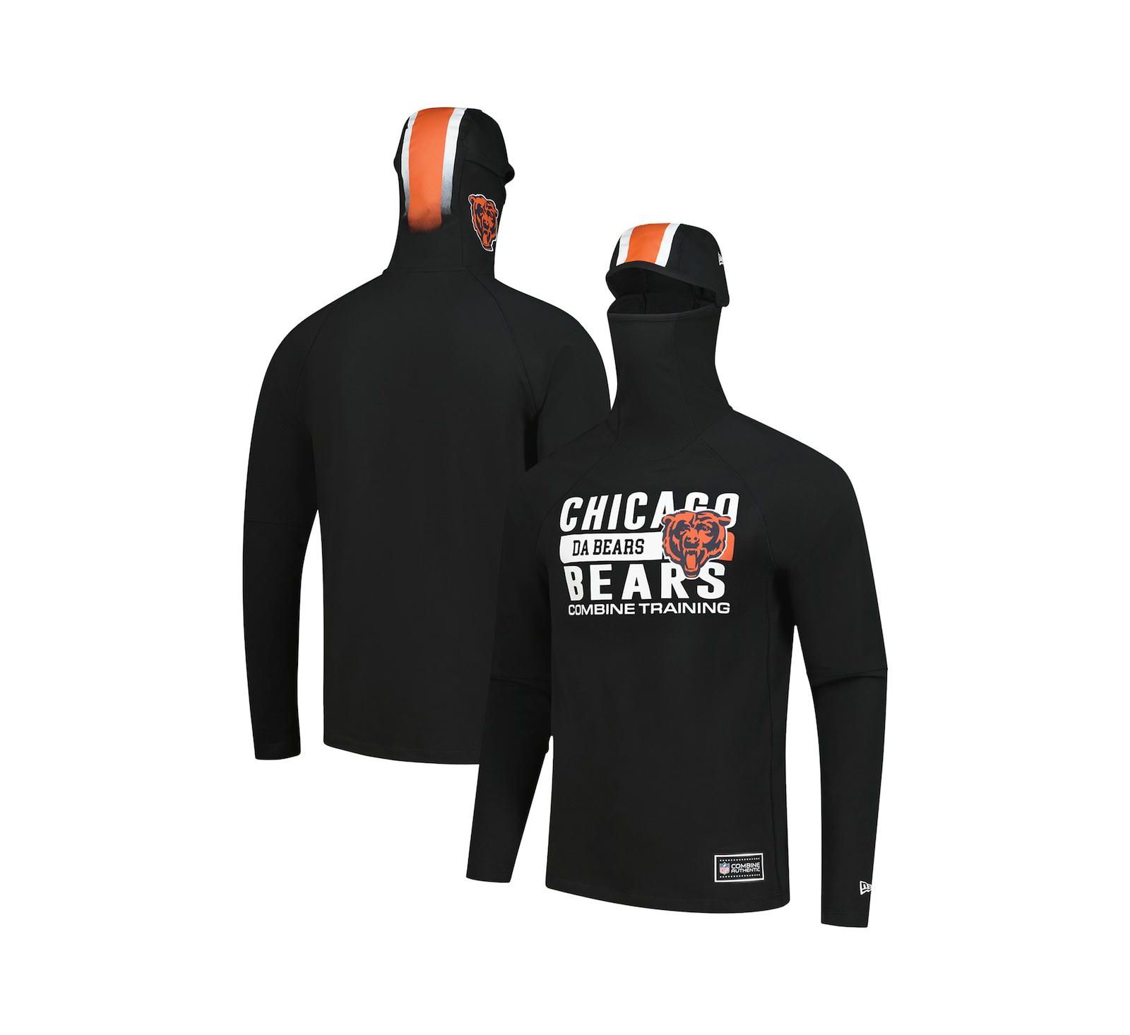 New Era Men's Black Chicago Bears Functional Fandom Balaclava Helmet Stripe Tri-Blend Hoodie
