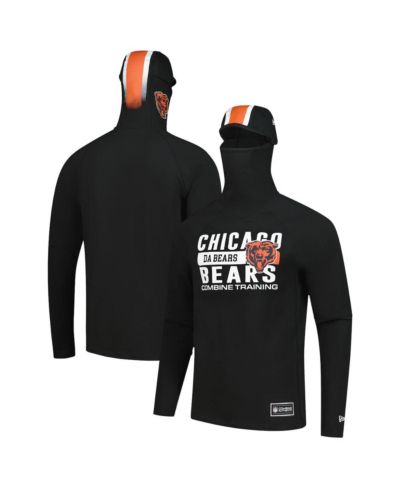 New Era Men's Black Chicago Bears Functional Fandom Balaclava Helmet Stripe Tri-Blend Hoodie