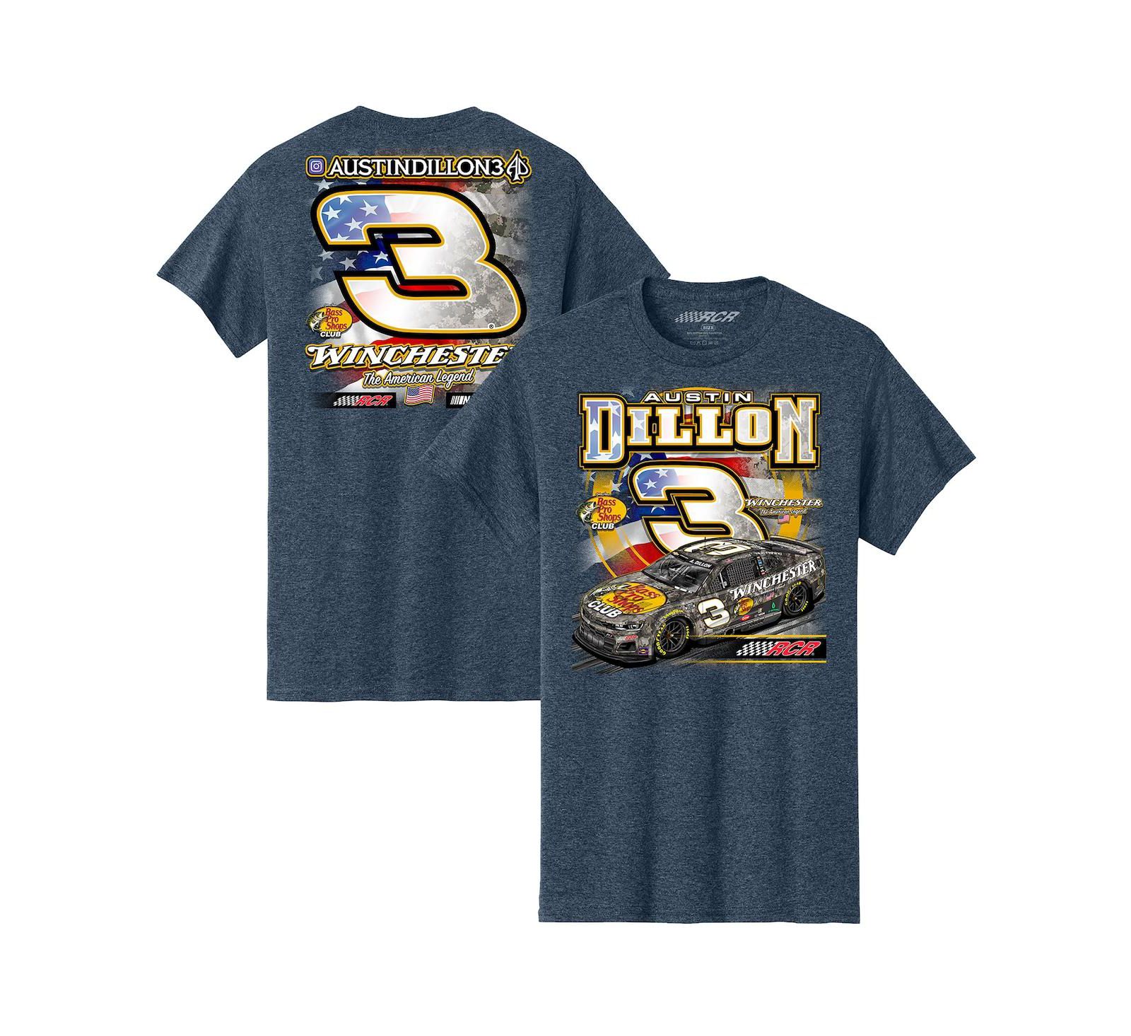 Мужская футболка Richard Childress Racing Team Collection Heather Navy Austin Dillon Bass Pro Shops Flag
