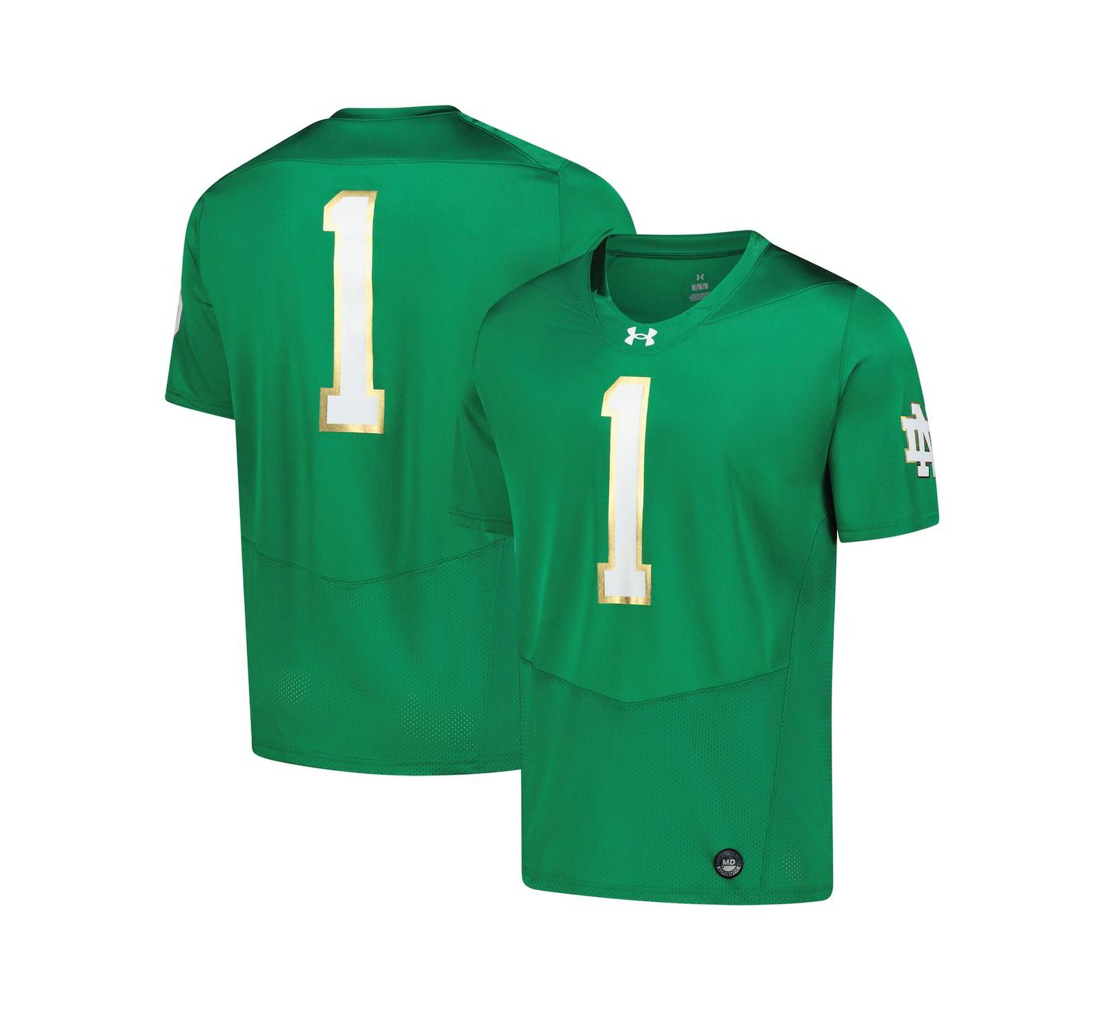 Мужская реплика джерси Under Armour Notre Dame Fighting Irish, зеленая