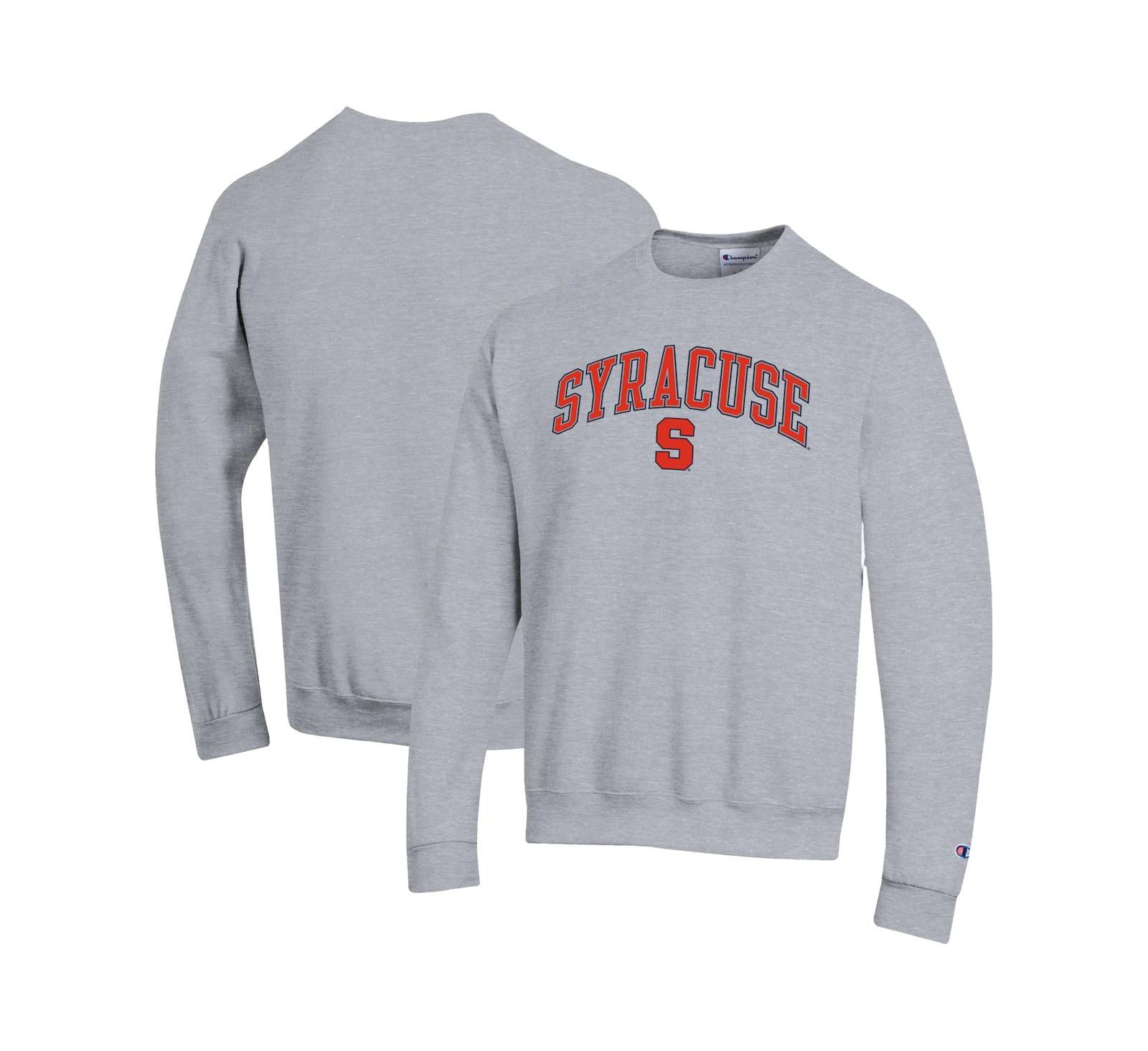 Мужское свитшот Champion Syracuse Orange Arch Over Logo Pullover серого цвета с меланжем