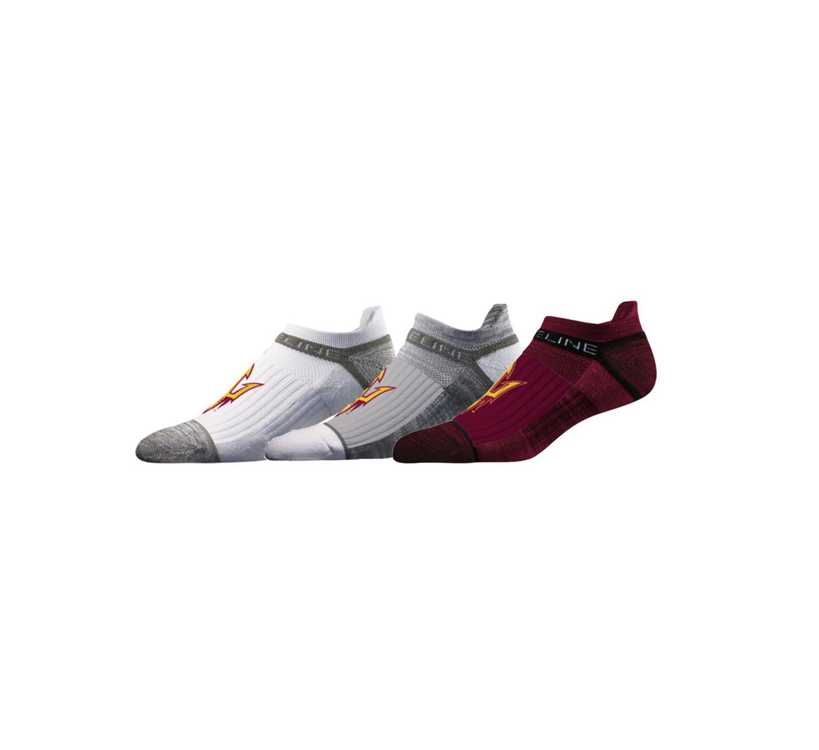 Strideline Men's and Women's 3-Pack Arizona State Sun Devils Premium Low Ankle Socks Set