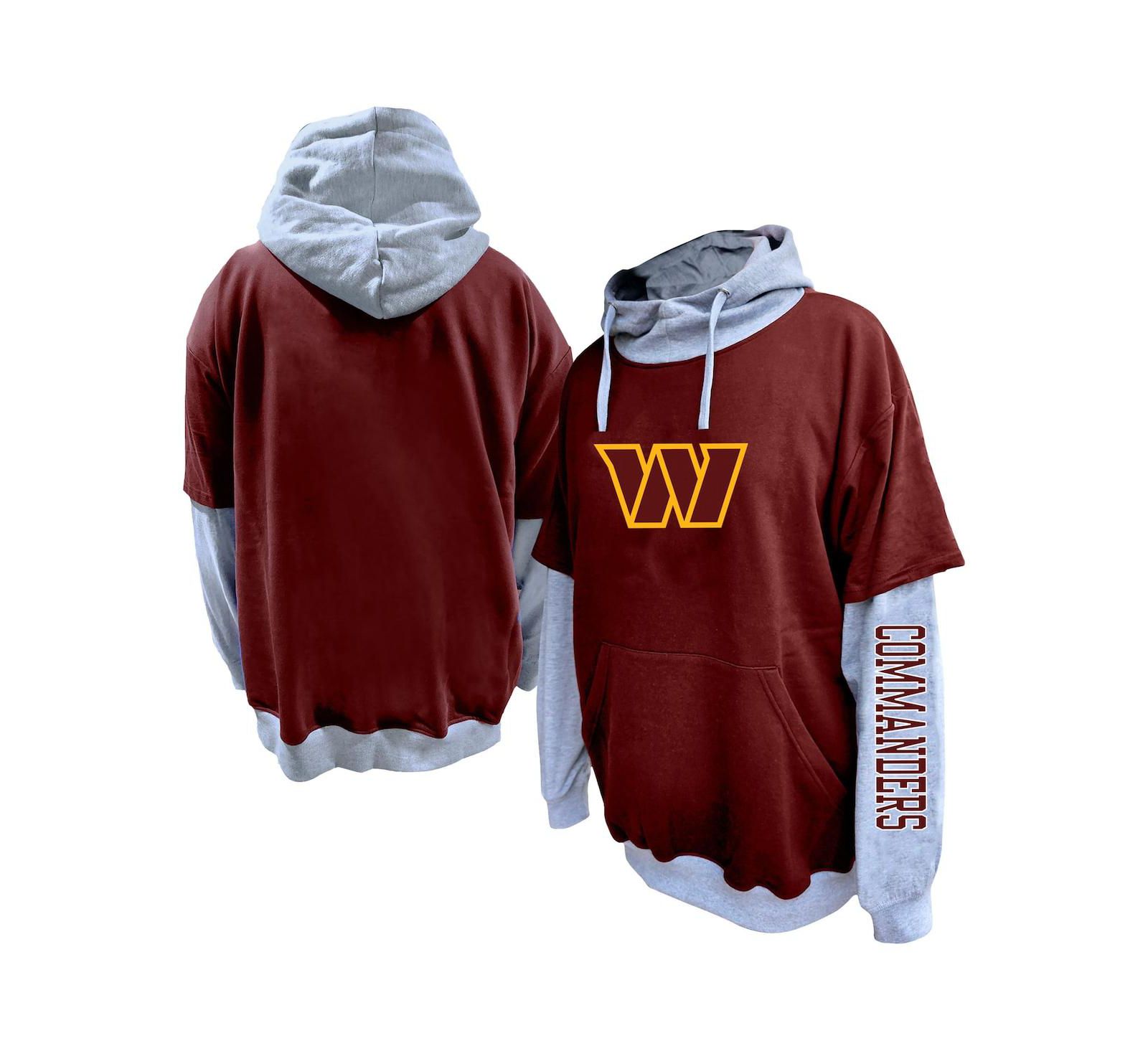Profile Мужское худи Washington Commanders Big & Tall, Burgundy/Heather Gray