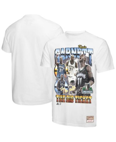 Mitchell & Ness Men's Kevin Garnett White Minnesota Timberwolves Hardwood Classics Commemorative Player Collage T-Shirt