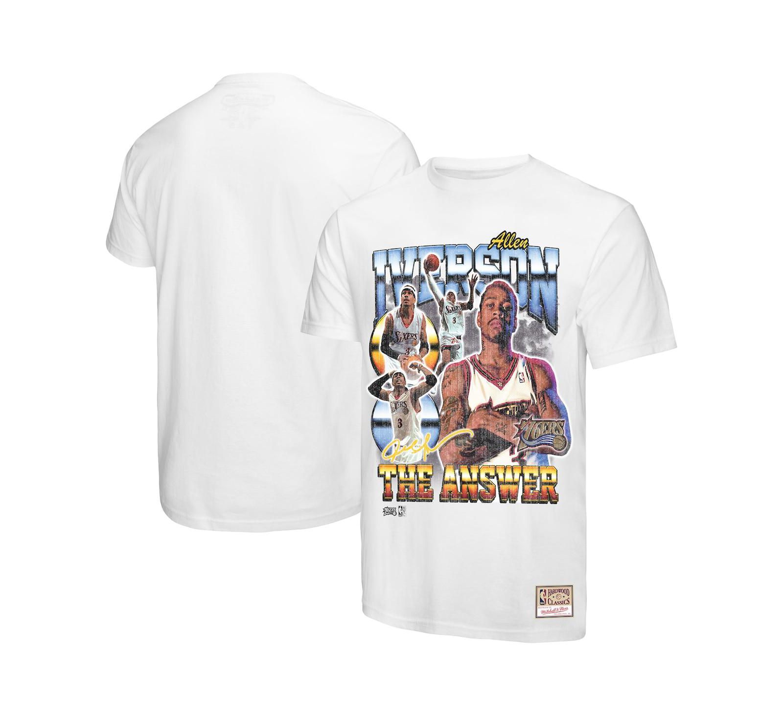 Mitchell & Ness Men's Allen Iverson White Philadelphia 76ers Hardwood Classics Commemorative Player Collage T-Shirt