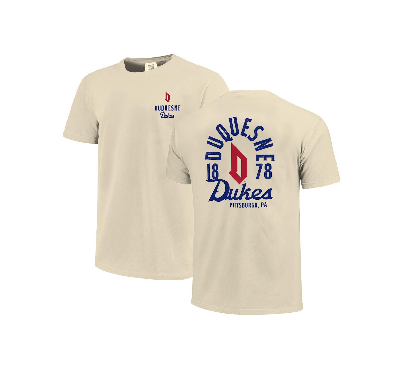 Image One Men's Cream Duquesne Dukes Comfort Colors Mascot Overlay T-Shirt