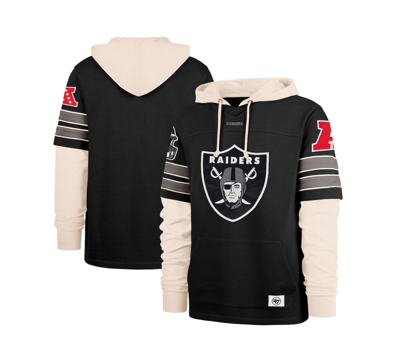 '47 Brand Мужской Black Las Vegas Raiders Split Zone Cornerback Duo Hoodie