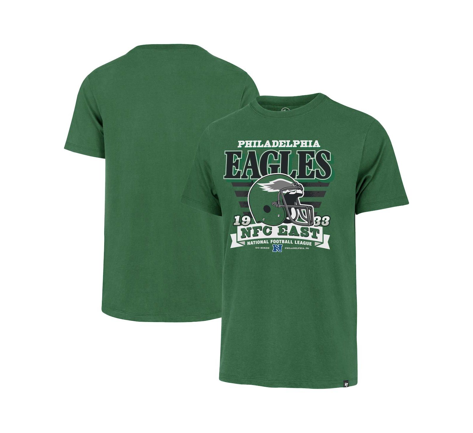 '47 Brand Men's Kelly Green Philadelphia Eagles Stripe Splash Franklin Throwback T-Shirt