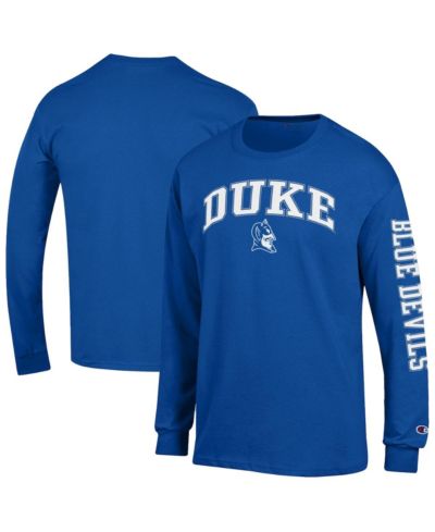 Мужская футболка Champion Royal Duke Blue Devils Arch Over Logo с длинным рукавом