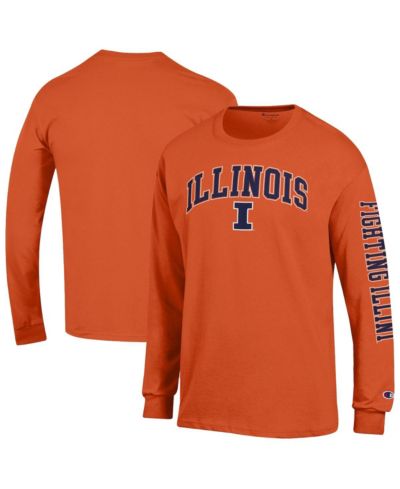 Champion Мужская футболка с длинным рукавом и логотипом Illinois Fighting Illini оранжевого цвета
