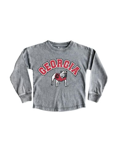 Gameday Couture Big Girls Gray Georgia Bulldogs Faded Wash Pullover Top