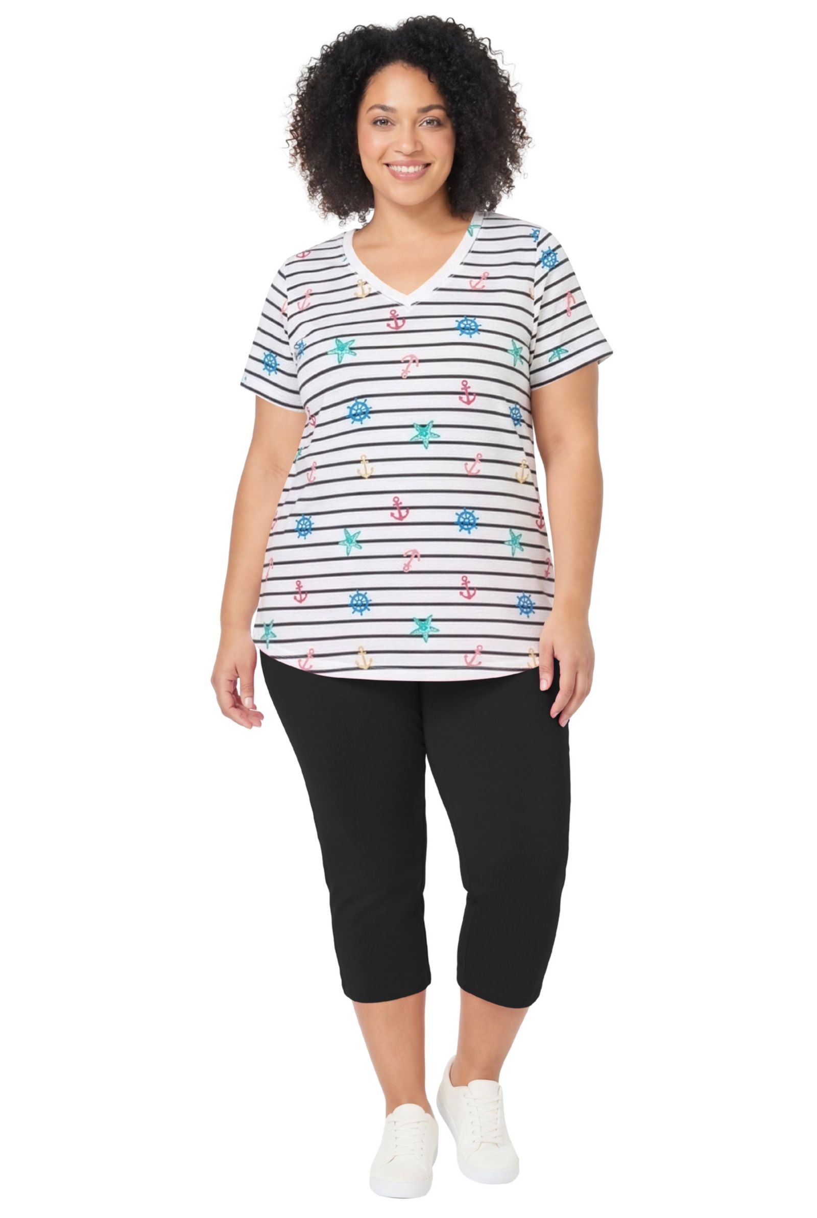 Woman Within Plus Size Within Two-Piece V-Neck Tunic & Capri Set