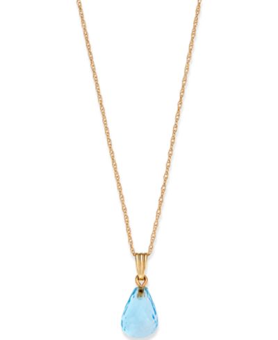 Подвеска с голубым топазом Briolette 18" в 14k Gold (также в Peridot & Citrine)
