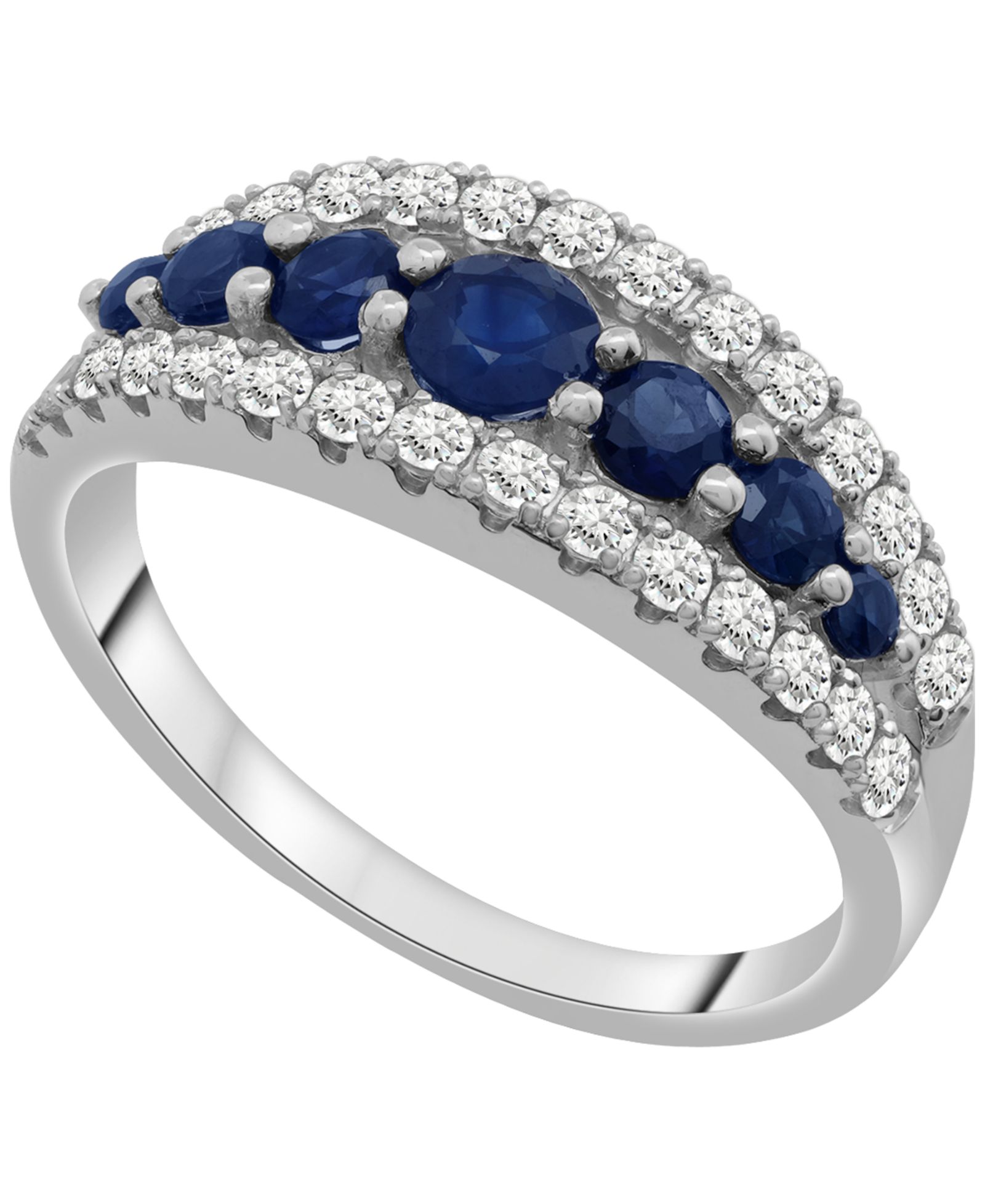 Кольцо Macy's с синим сапфиром и бриллиантом в 14k White Gold