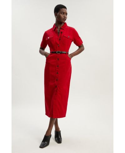 Petite Denim Short Sleeve Shirt Dress