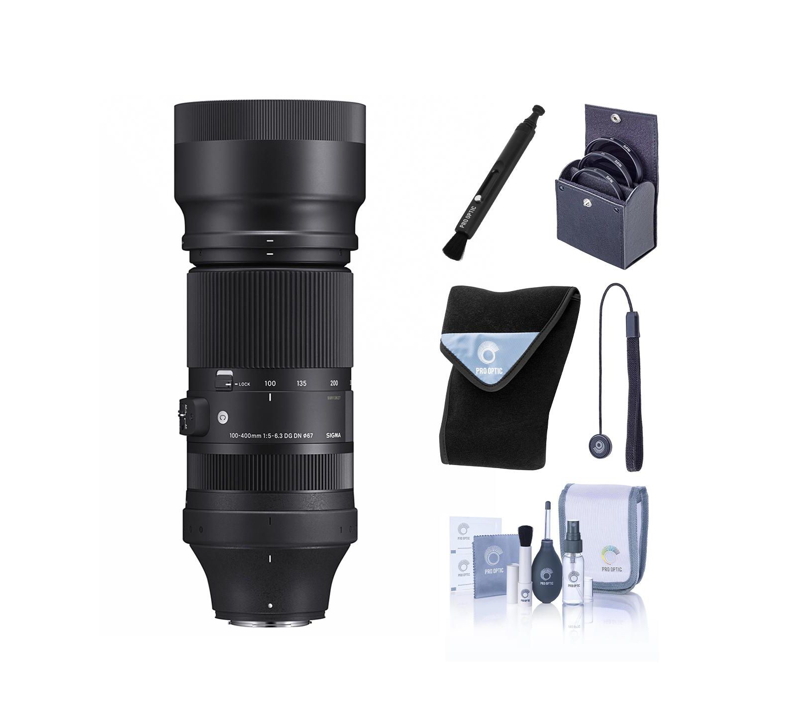 Объектив Sigma 100-400mm f/5-6.3 DG DN OS Contemporary для Fujifilm X, комплект с фильтром 67mm, чехлом, креплением для колпачка и набором для чистки