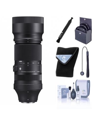 Объектив Sigma 100-400mm f/5-6.3 DG DN OS Contemporary для Fujifilm X, комплект с фильтром 67mm, чехлом, креплением для колпачка и набором для чистки