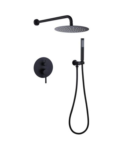 Greenspring 1-Handle 2-Spray Rain Shower Faucet and Hand Shower Combo Kit in Brushed Gold (Valve Included)
