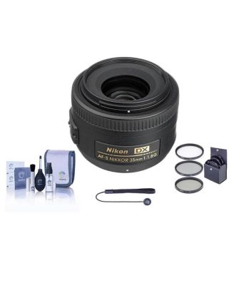 Nikon 35mm f/1.8G AF-S DX AF NIKKOR объектив - комплект с фильтром 52 мм, ремешком для крышки объектива, профессиональным набором для чистки