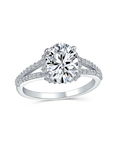Bling Jewelry Классическое помолвочное кольцо с фианитами, овальное, серебро sterling silver