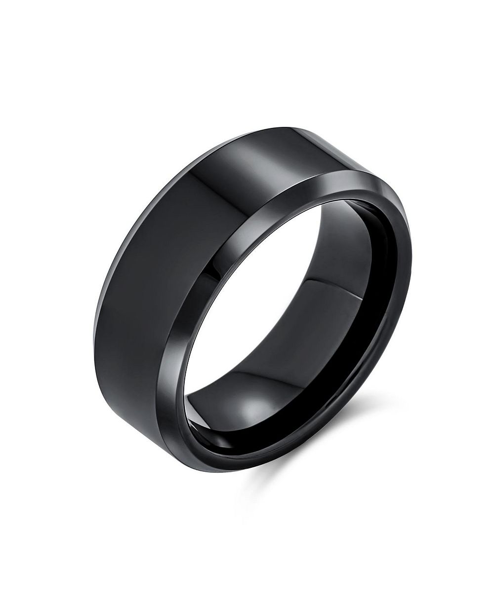 Bling Jewelry простое кольцо Titanium с фацетом, 8MM, Comfort Fit