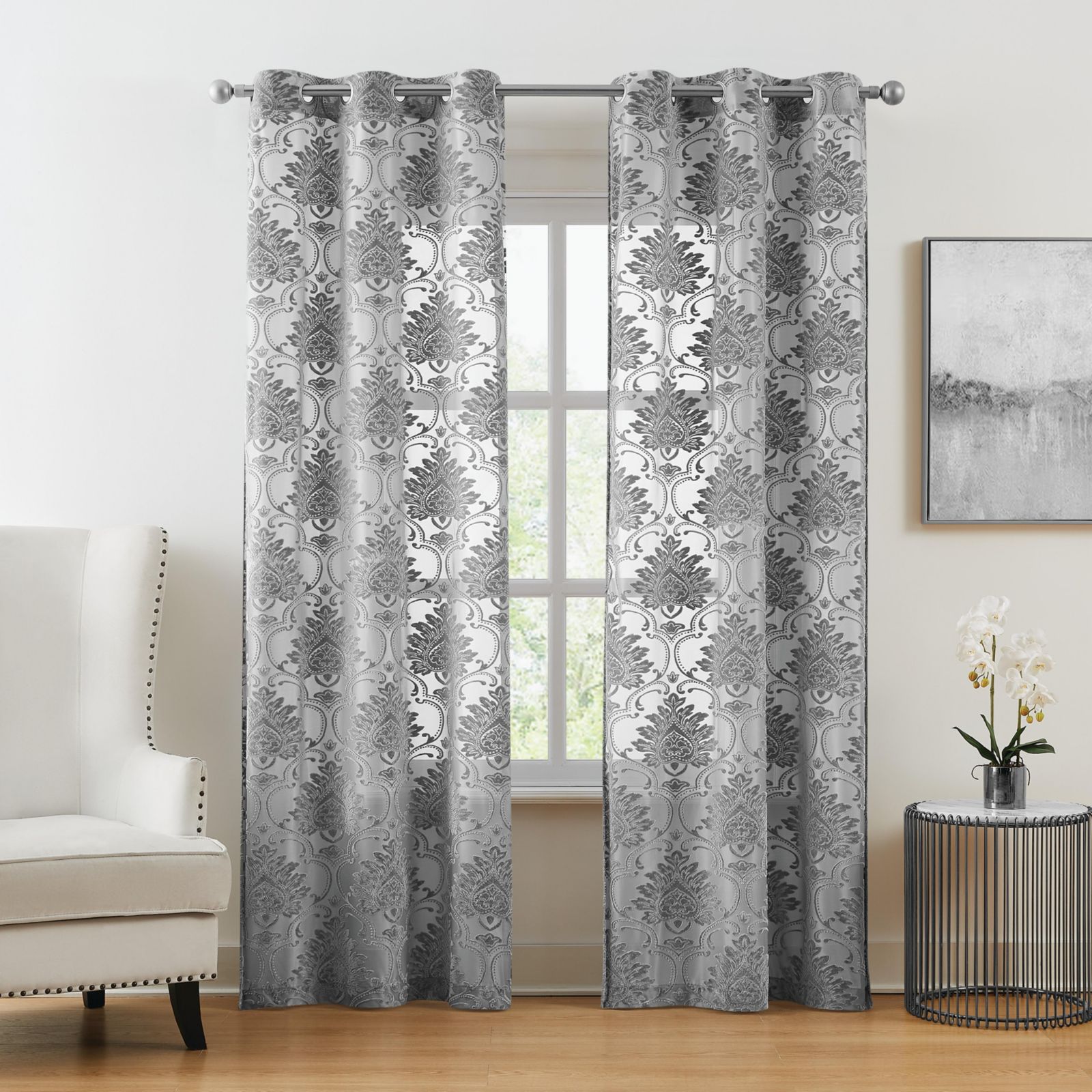 5th Avenue Lux Sophia Burn Out Grommet Window Curtain Panel Pair 2 Piece Window Curtain