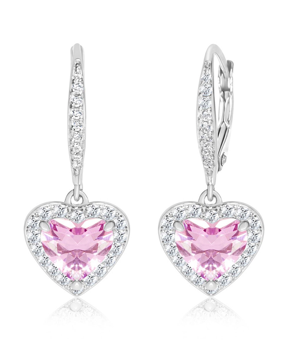 Серьги Chanteur/Girl/Heart Pink Crystal White Gold Palladium Plating Leverback